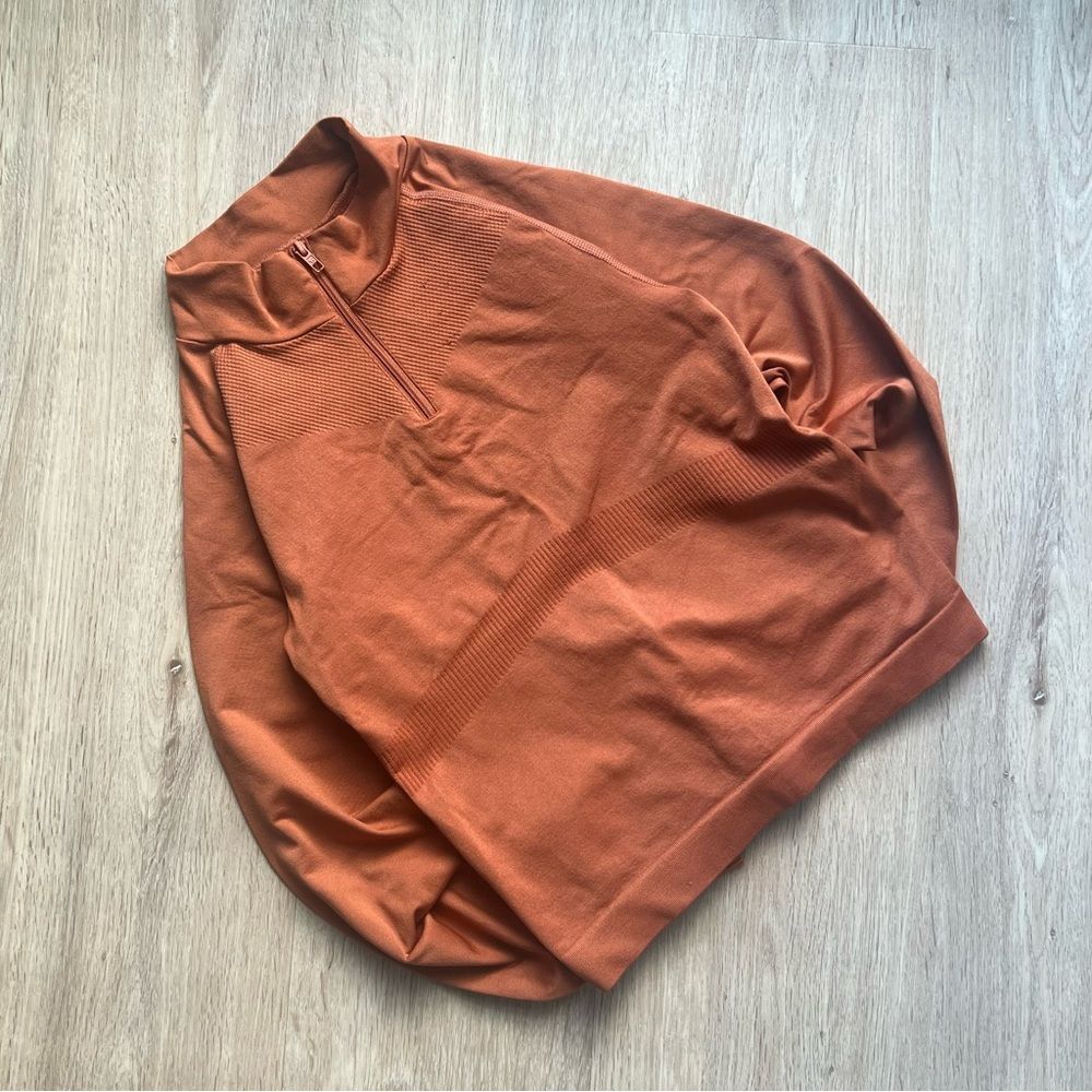 Victoria’s Secret Pink Active 1/4 Zip Crop Pullover Orange Women’s XS/S